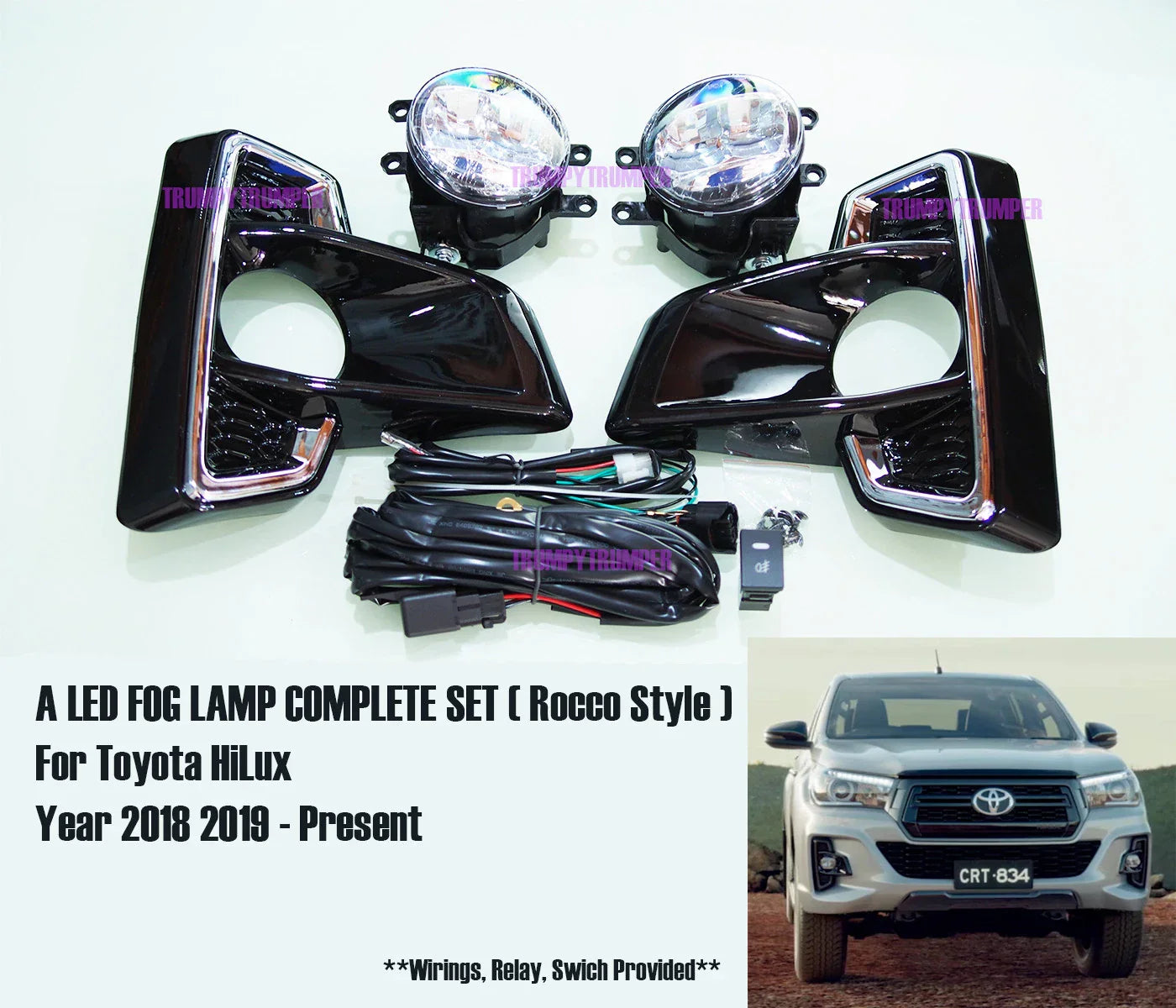LED Fog Lamp Set for Toyota Hilux Revo Rocco Style (2018-2019)