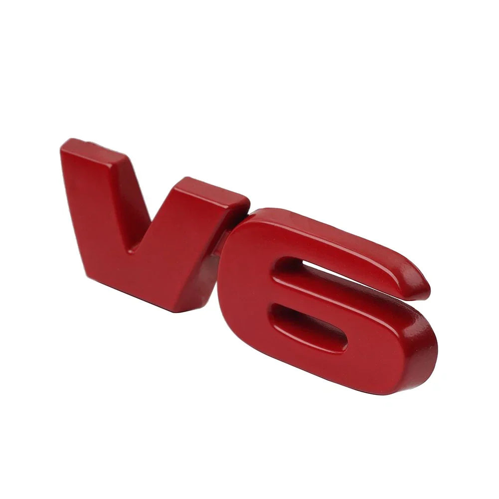 Universal Metal V6 Logo Car Fender Trunk Engine Emblem Badge Red
