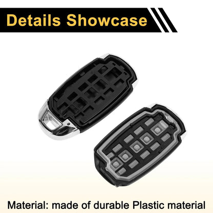 4 Button Key Fob Shell Case for Hyundai Palisade (2020-2022) Black Silver Tone