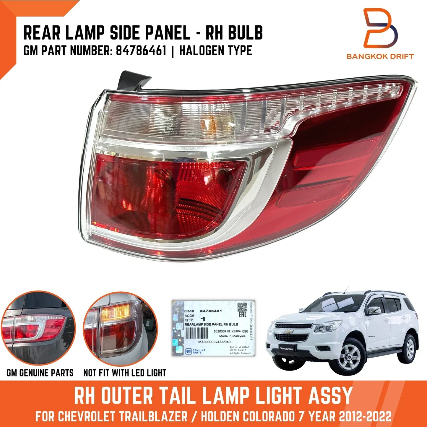 Genuine Right Tail Light Lamp Outer for Holden Colorado 7 Trailblazer (12-22)
