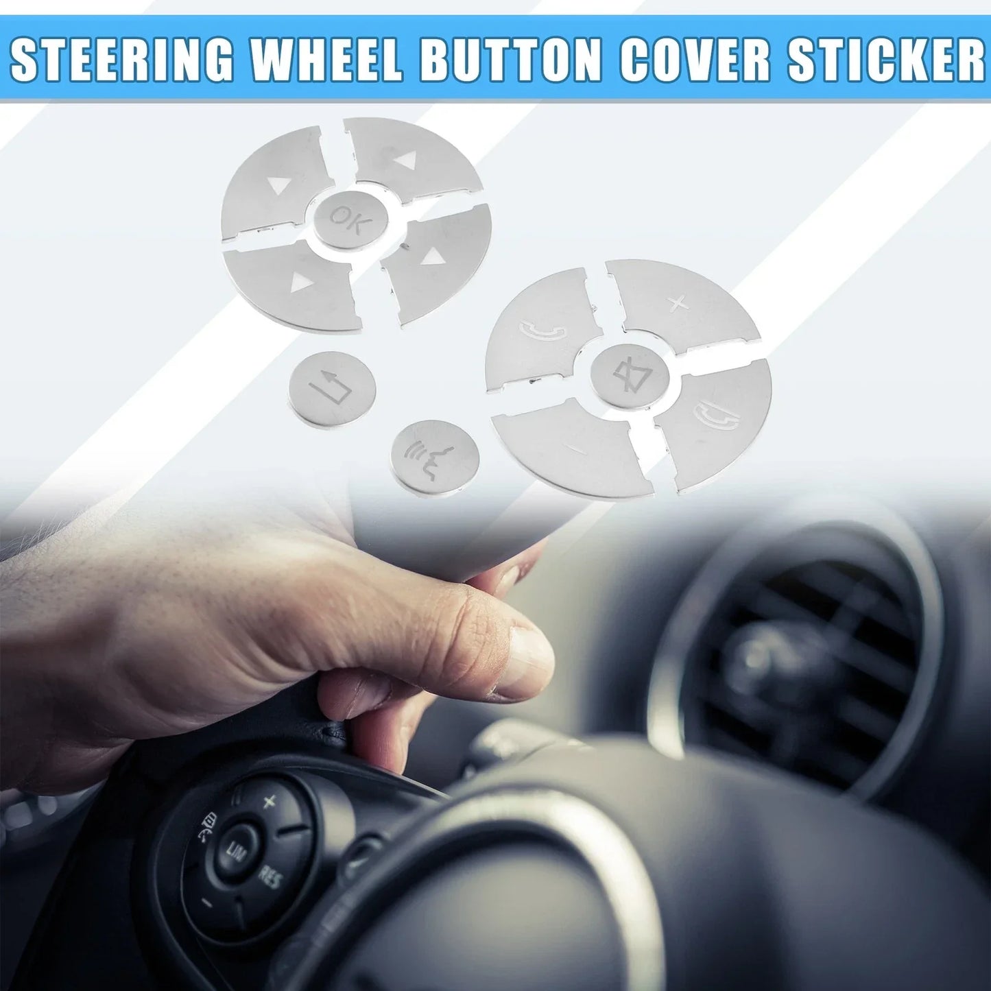 Steering Wheel Button Covers for Mercedes-Benz ABS Silver Tone 12 x Pieces