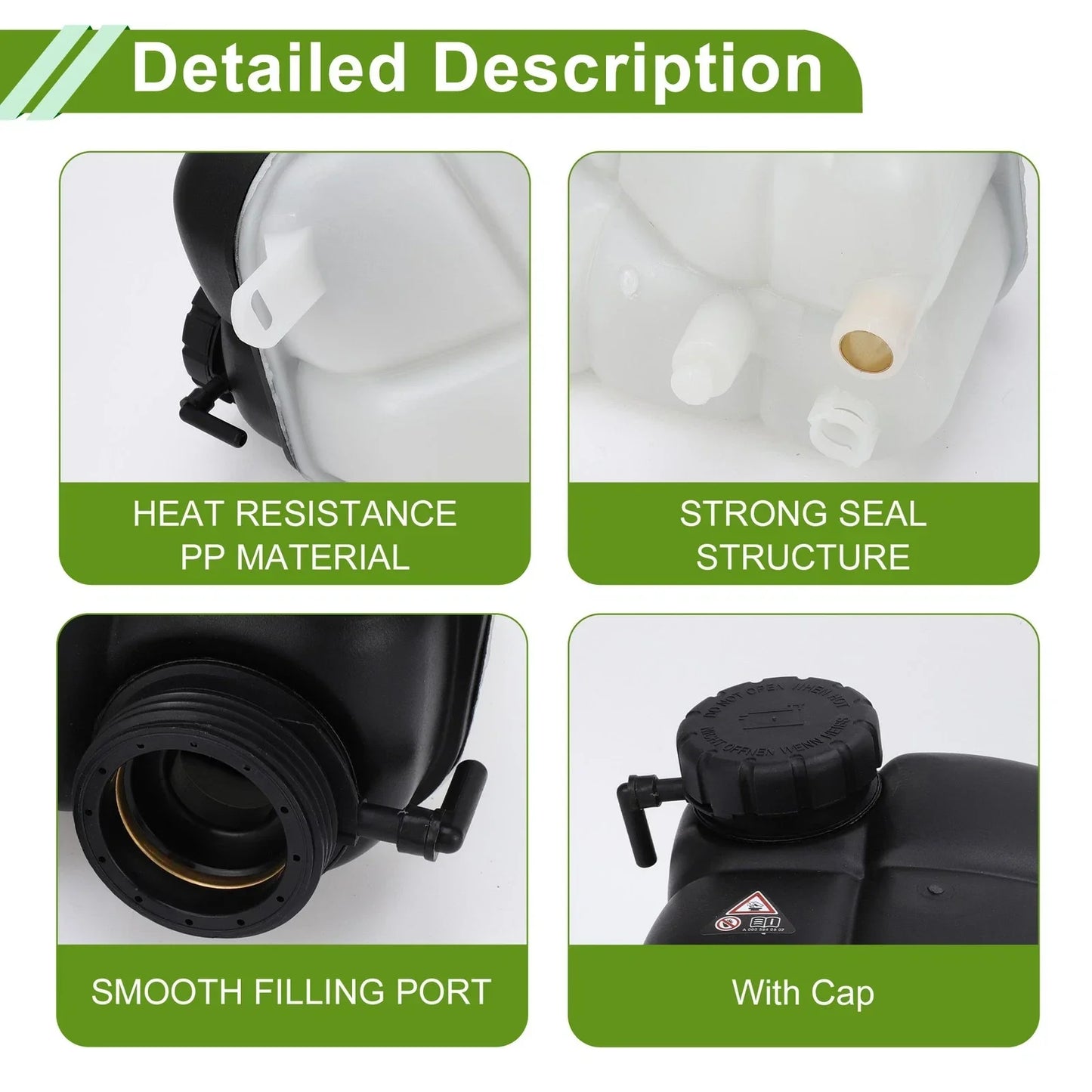 Coolant Expansion Overflow Tank with Cap for Mercedes-Benz 400SE (1992-1993)