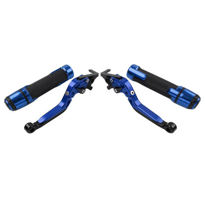 Blue Extendable Brake Clutch Levers & Handlebar Grips for Kawasaki ZX636R (2003-2006)