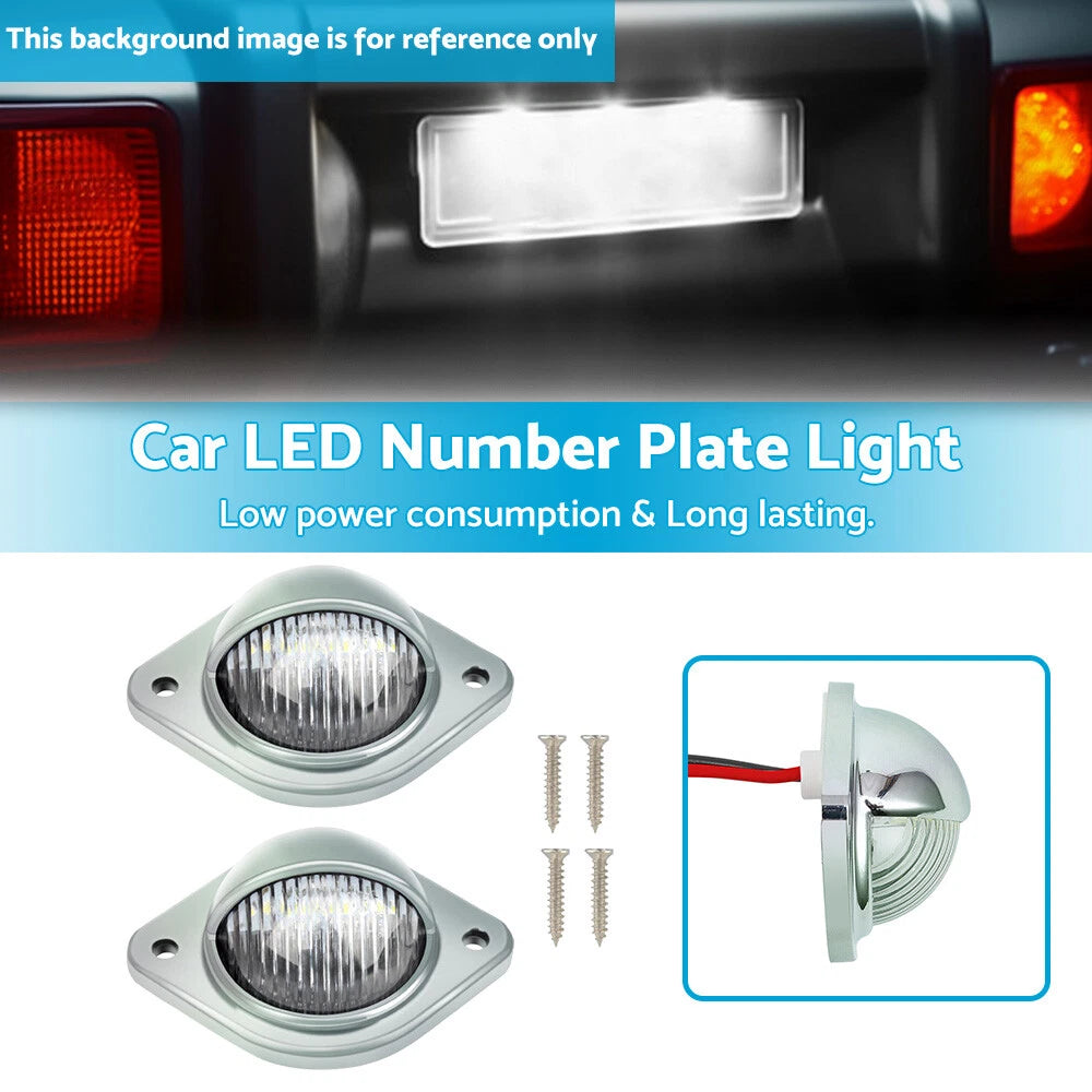 LED Number Plate Lights 12V Chrome for Trailer Truck Caravan Van Boat