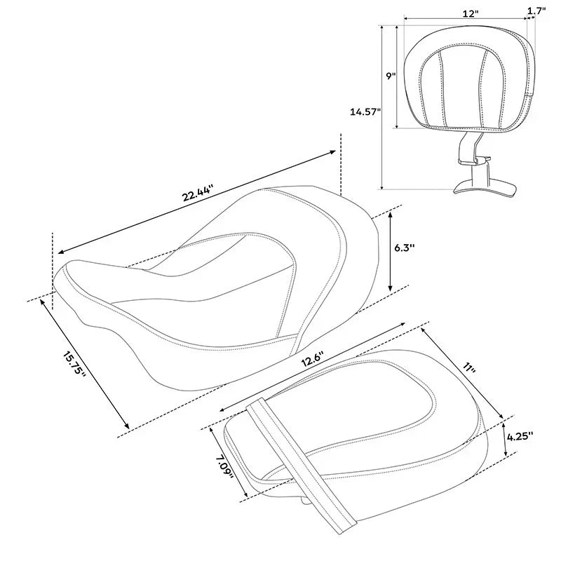 Driver & Passenger Seats & Rider Backrest for Harley CVO Road Glide (09-23)