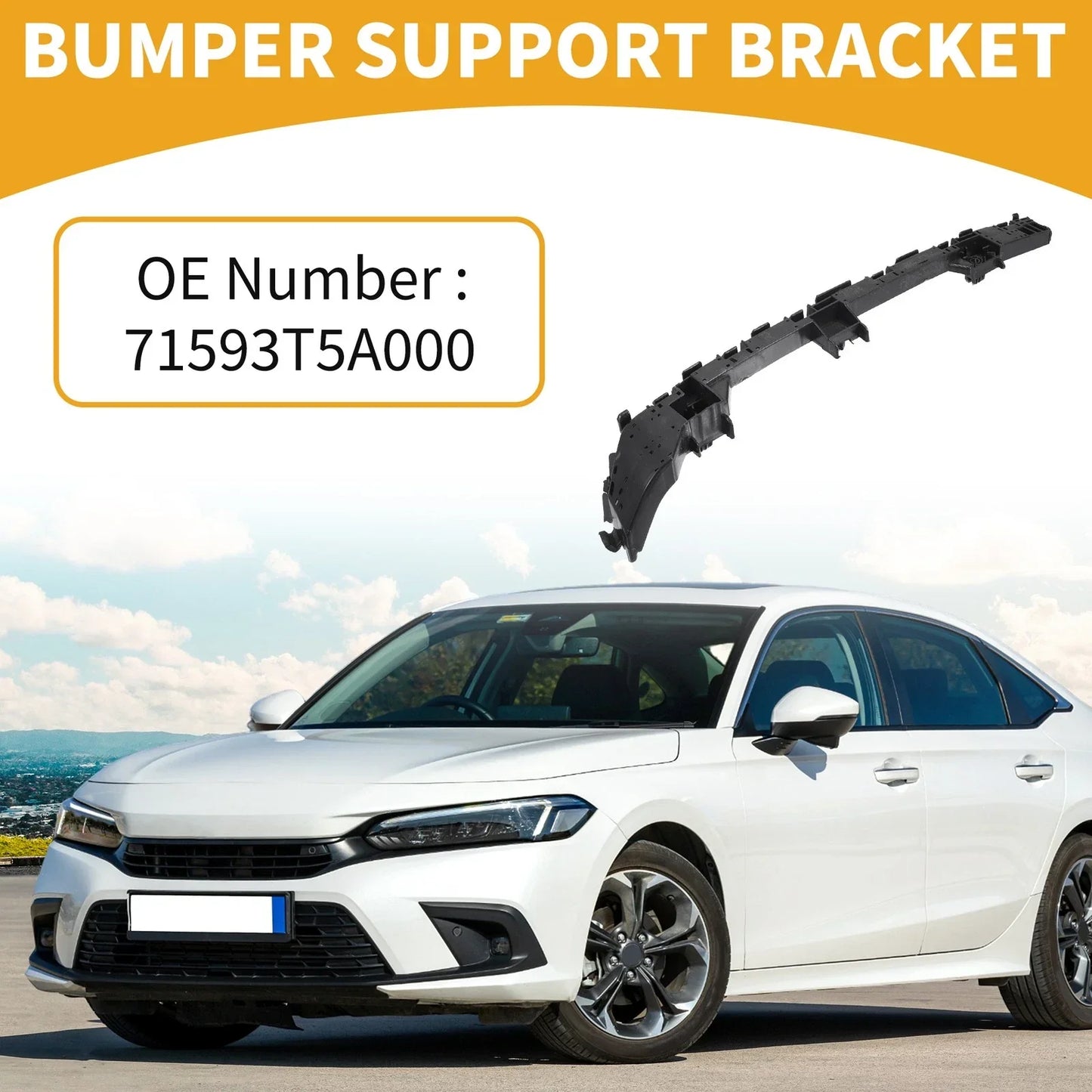 RH Side Rear Bumper Support Bracket for Honda Fit (2015-2017) 1 x Black ABS