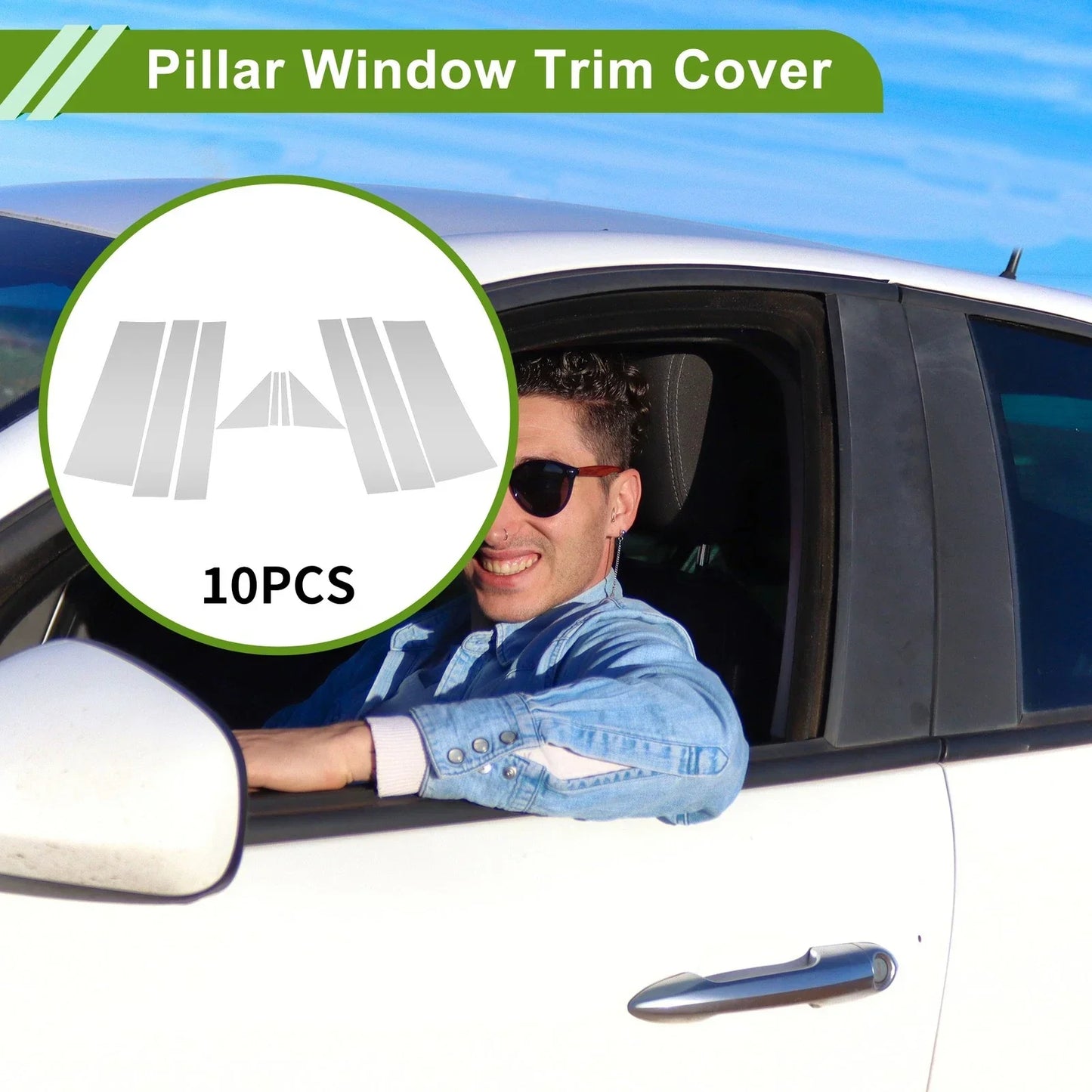 10 x Door Pillar Window Trim for Dodge Grand Caravan (2008-2016) Silver Tone
