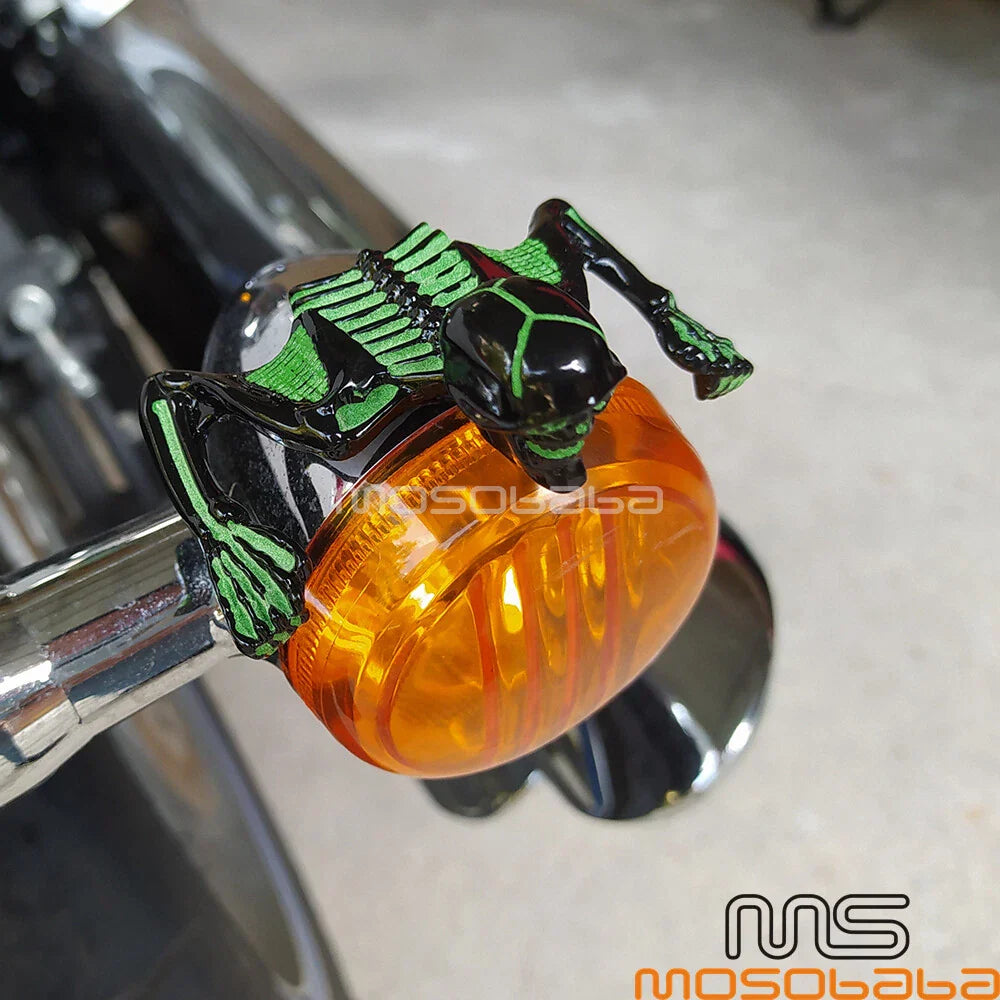4" Headlight Visor Foglight Skull Ornament for Harley