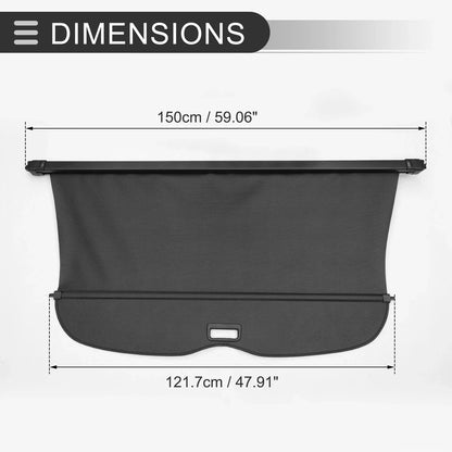 Car Rear Retractable Cargo Cover for Honda Passport (2019-2023) Black Fiber