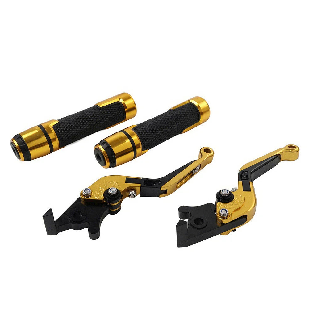 Gold Extendable Brake Clutch Levers & Handlebar Grips for Suzuki GSXR750