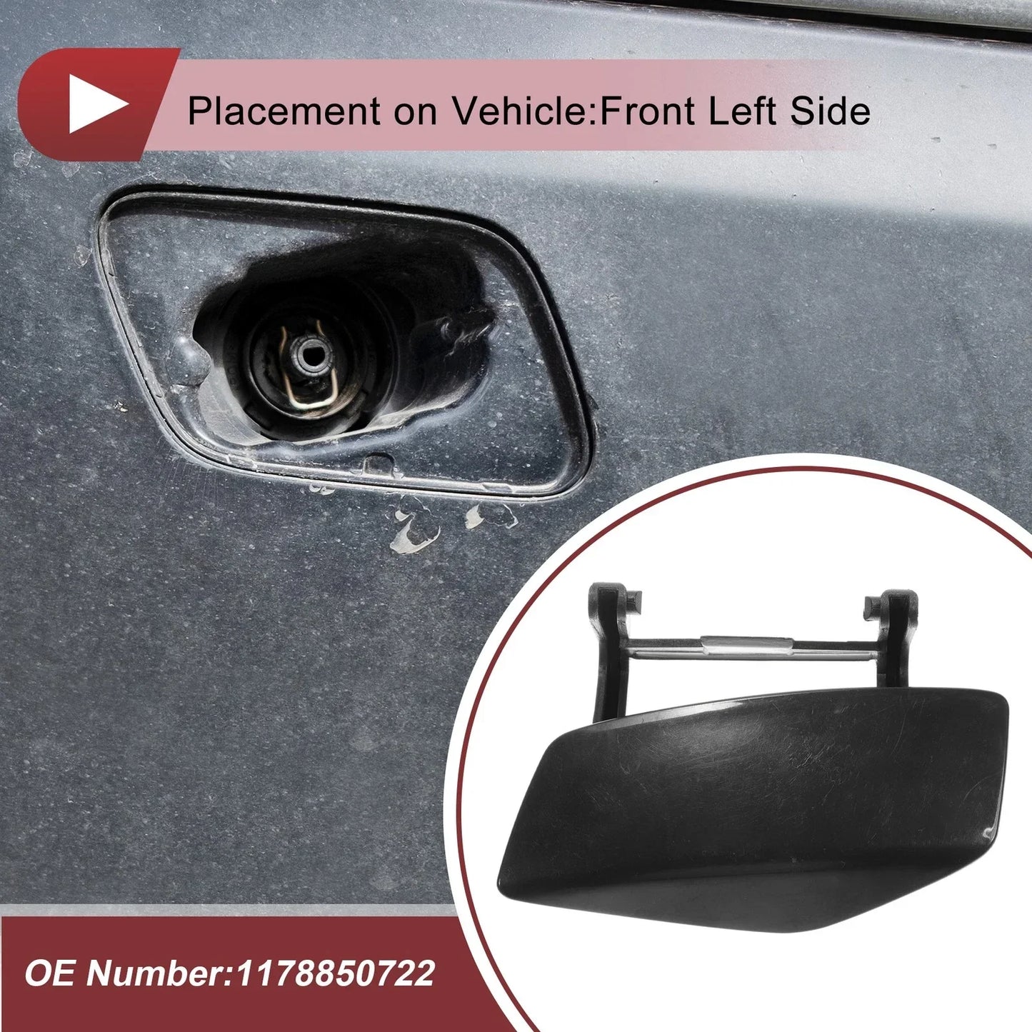 Front Left Washer Nozzle Cover for Mercedes-Benz CLA250 (2014-2019) Unpainted