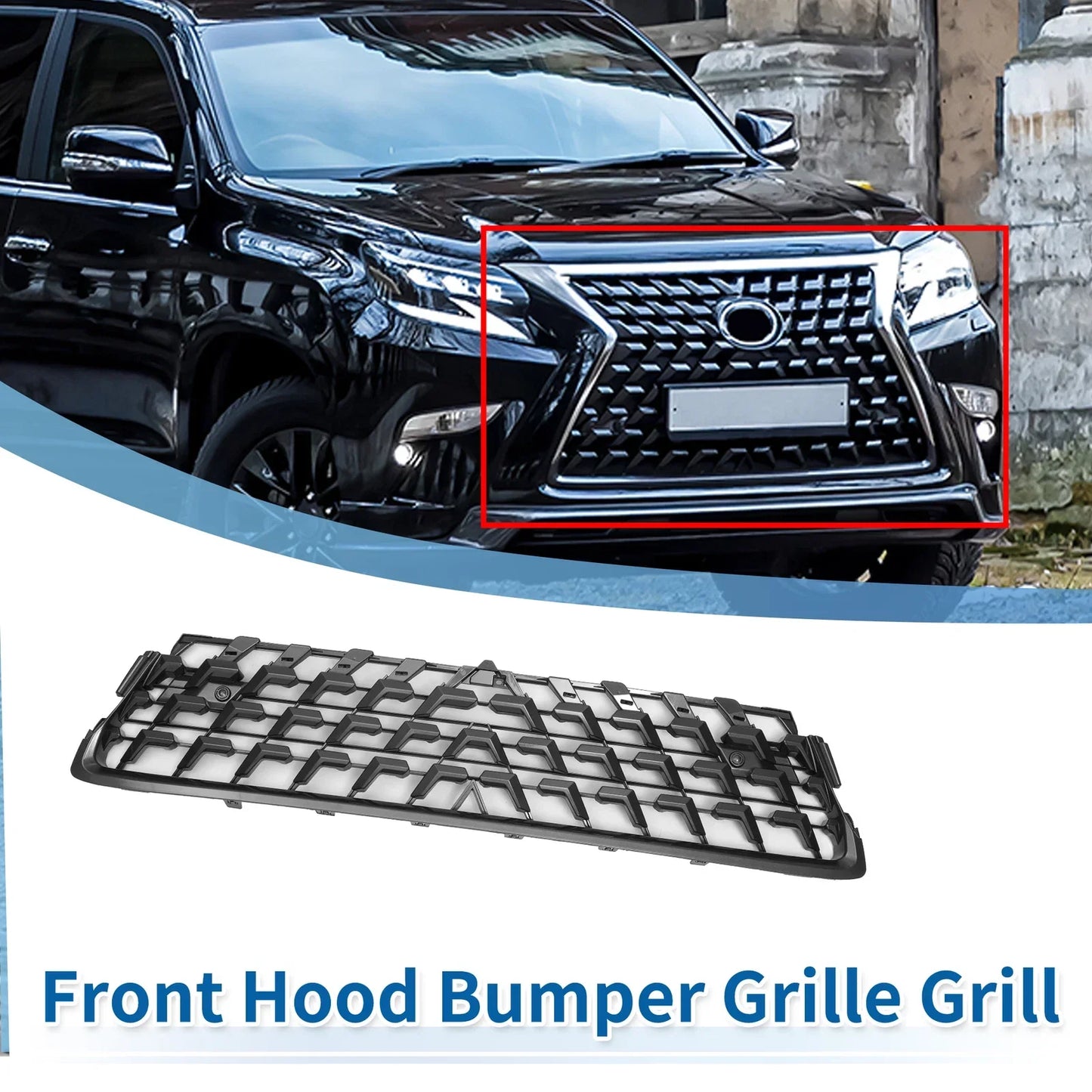 Front Lower Hood Bumper Grille for Lexus GX460 (2014-2022) Chrome Silver Tone