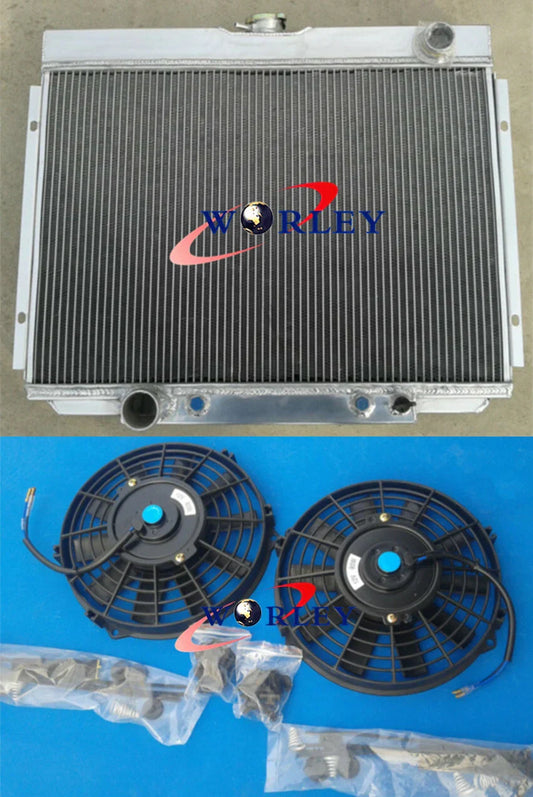 Aluminum Radiator + Fan for Ford Mustang, Mercury Cougar, XR7, Torino (1967-1970)