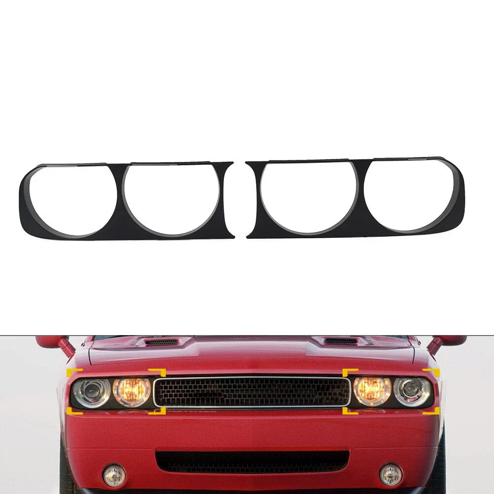 Matte Black Headlight Bezel Trim for Dodge Challenger (2008-2014)