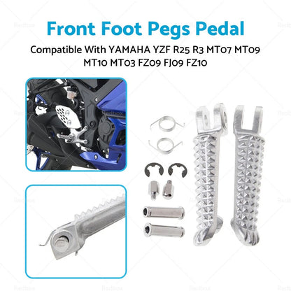 Front Foot Pegs for YAMAHA YZF R25 R3 MT07 MT09 MT10 MT03 FZ09 (2014-2023)