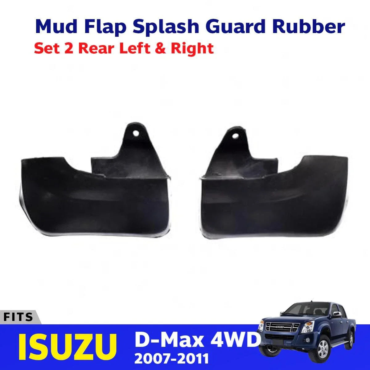 Mud Flaps Rubber Splash Guard Rear Fits Isuzu D-Max 4WD Holden Rodeo Ute 2007-11