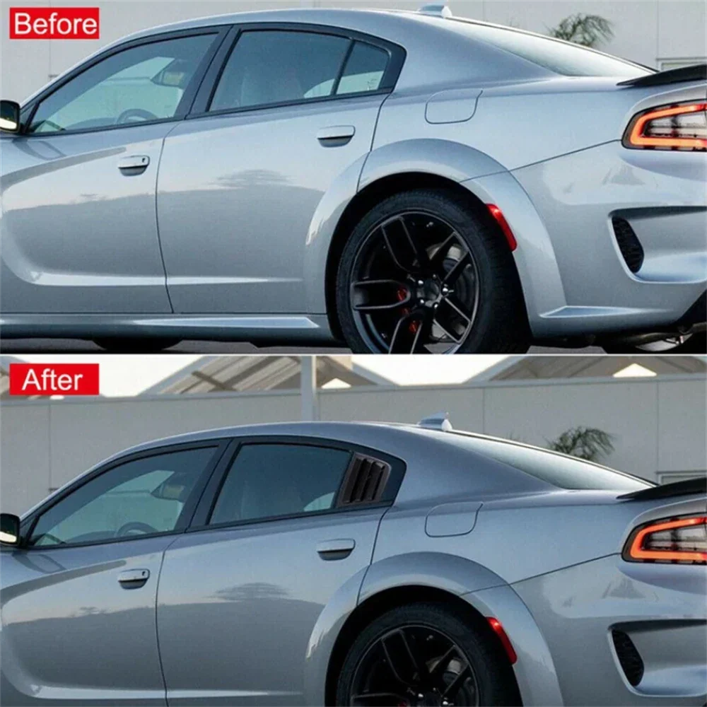 Glossy Black Side Window Vent Louver Covers for Dodge Charger (2011-2021)