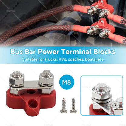 1x 150A Bus Bar M8-M8 2 Post Terminal Block Positive Distribution for Car
