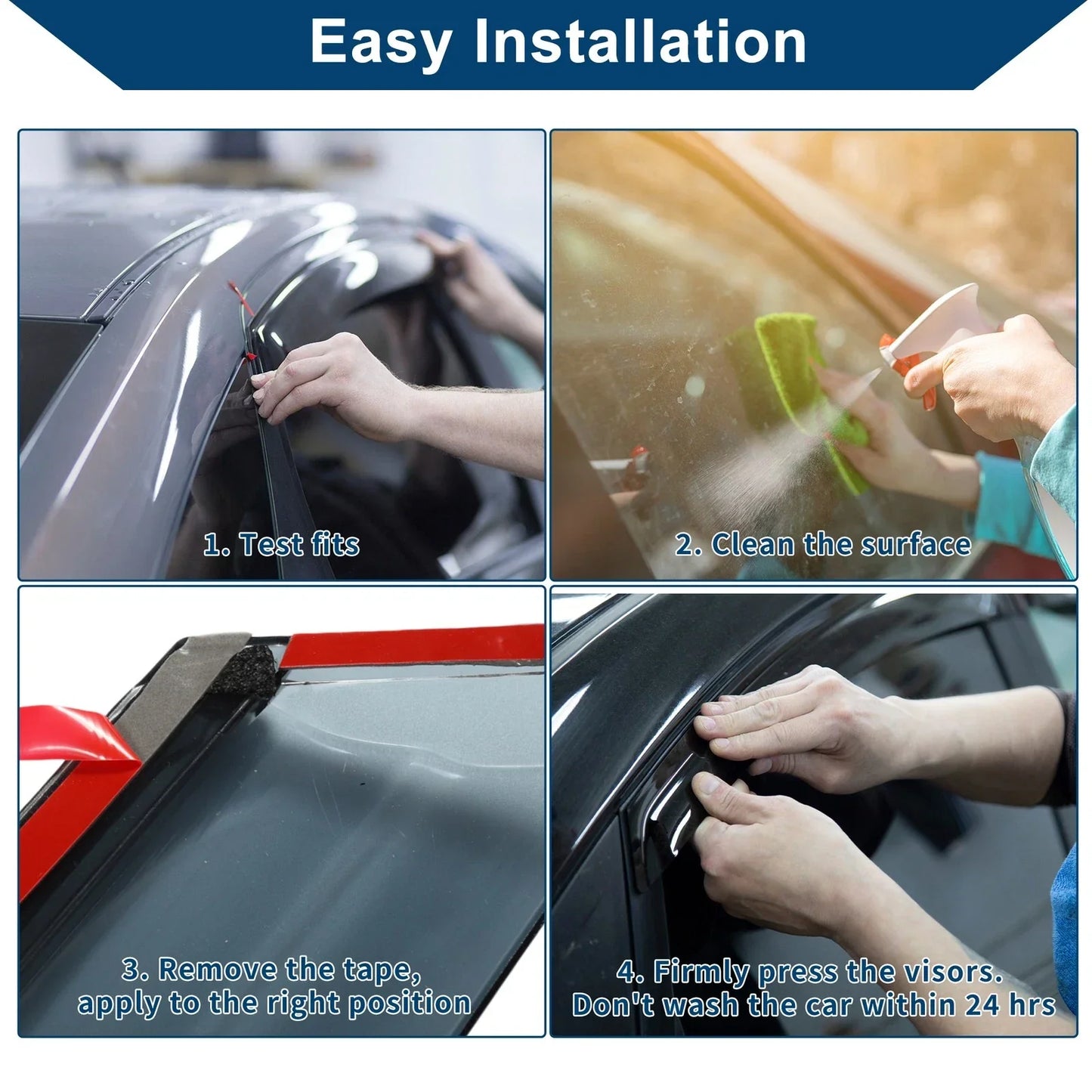 Window Deflectors for Chevrolet Aveo Sedan 2007-2010 2 x Side Vent Visors