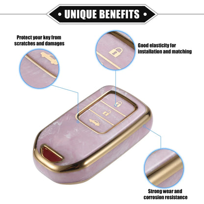 3 x Button TPU Key Fob Cover Case for Honda CR-V, Civic (2014-2016) - Pink