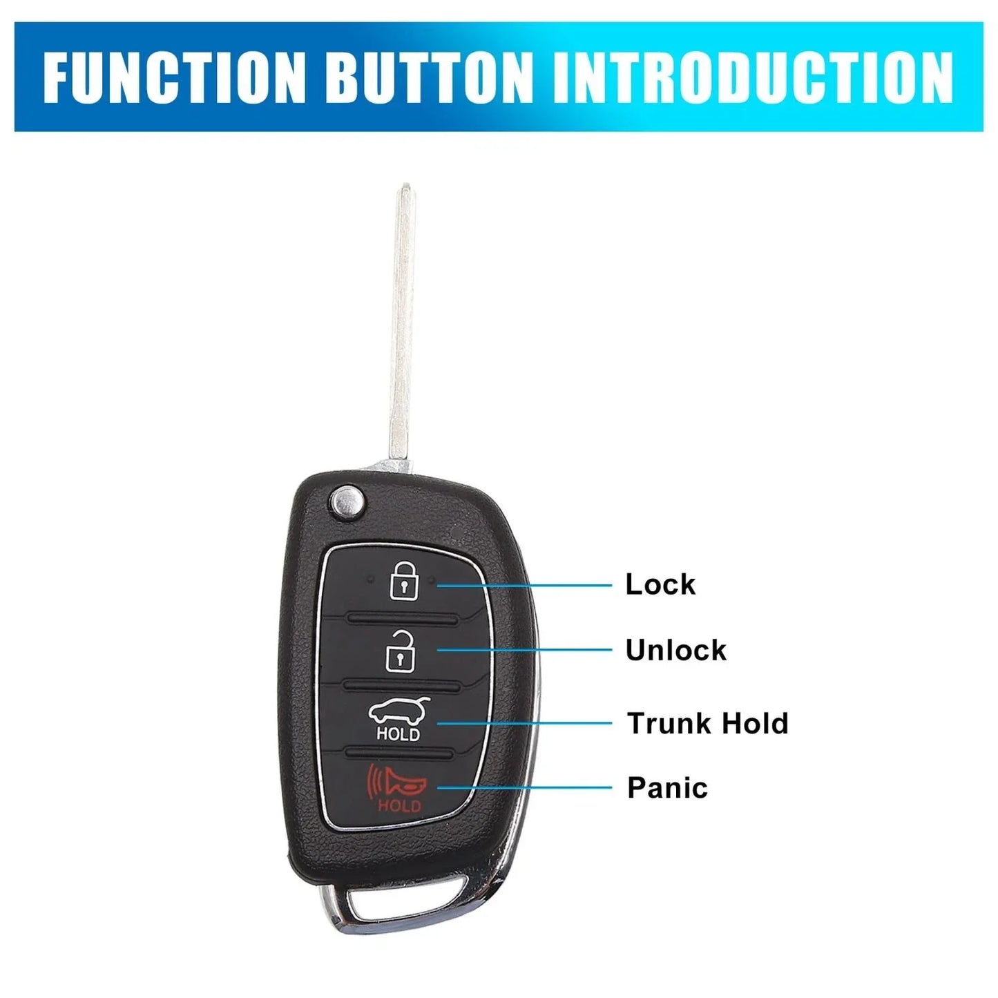Car Key Fob Shell Case for Hyundai Santa Fe Ix45 Ix35 I30 4 Button Black