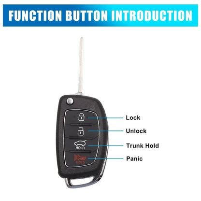 Car Key Fob Shell Case for Hyundai Santa Fe Ix45 Ix35 I30 4 Button Black