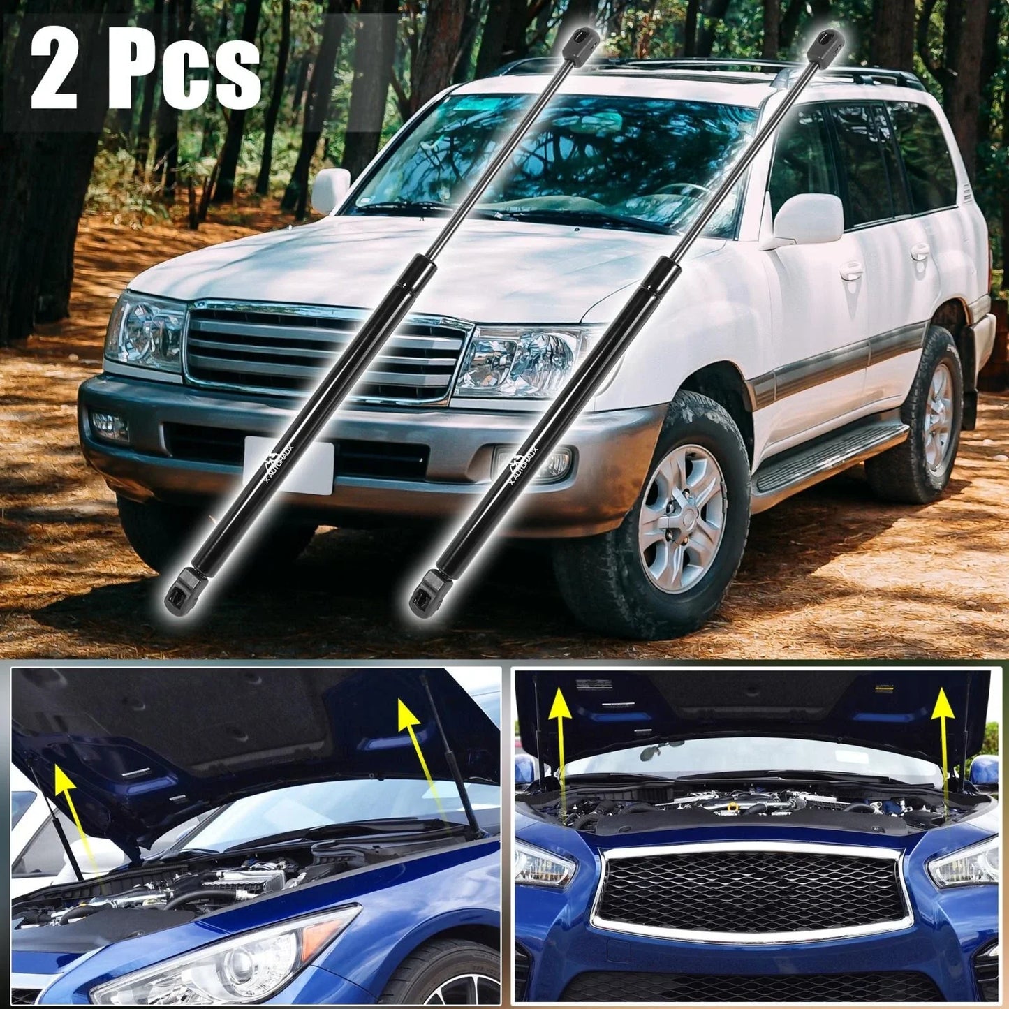 2 x Front Hood Lift Supports for Toyota 4Runner (2003-2004)