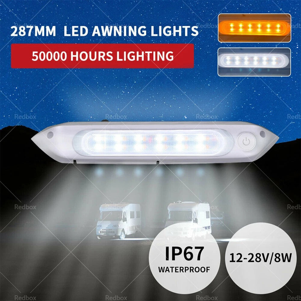 Dual LED Bug Light 12/24V Amber/White for Awning - 287mm