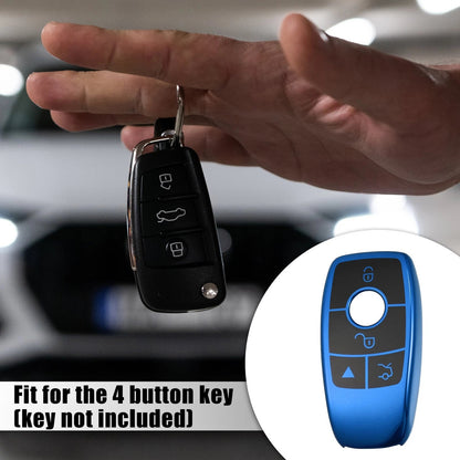 Car Key Fob Cover 4 Buttons Remote Case Blue for Mercedes Benz (2017-2021)