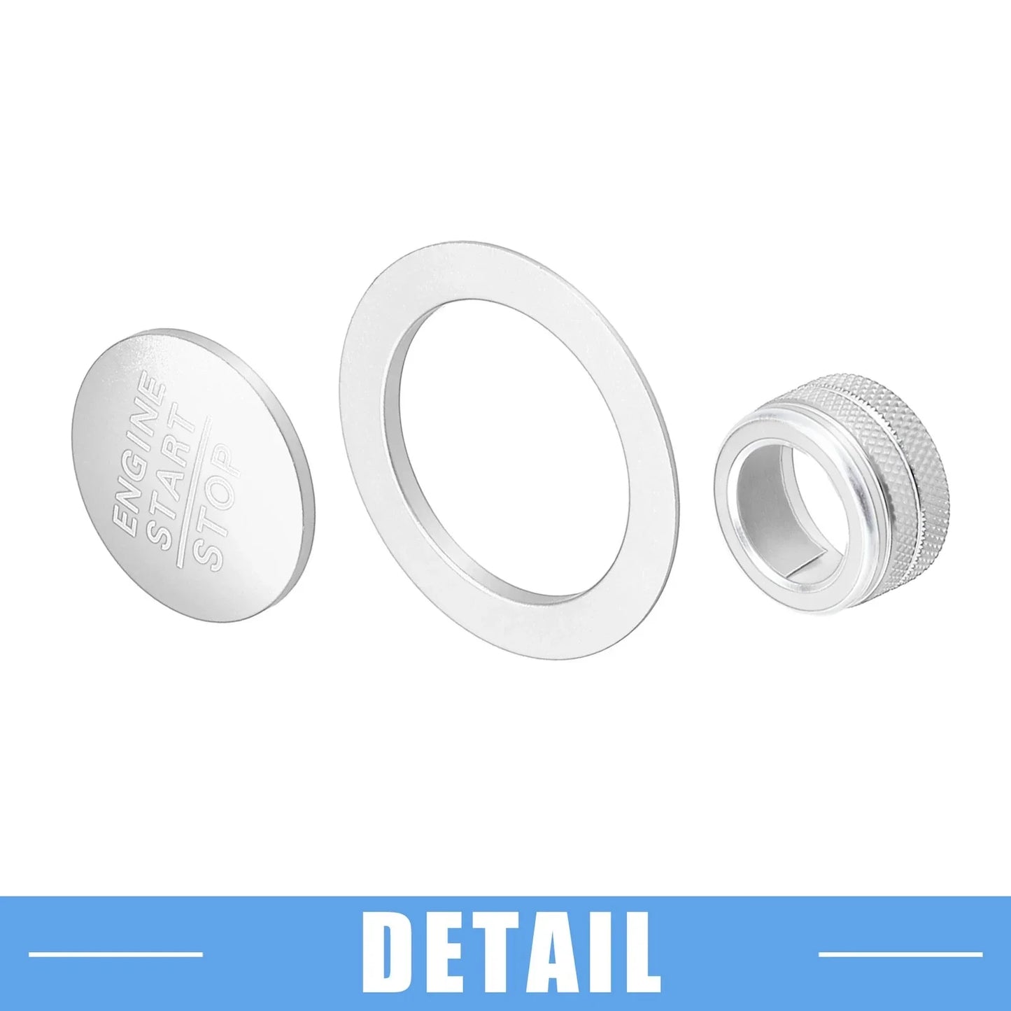 3 x Media Audio Volume Switch Knob Covers for Honda Civic (2022-2023) Silver