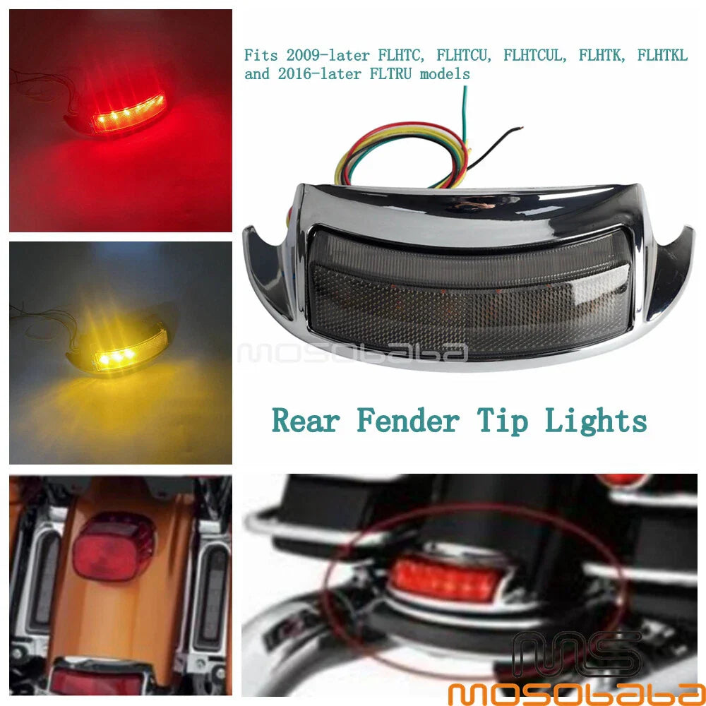 LED Auxiliary Fender Tip Light w/ Turn Signals for Harley FLHTC FLHTK FLTRU