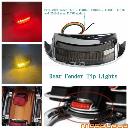 LED Auxiliary Fender Tip Light w/ Turn Signals for Harley FLHTC FLHTK FLTRU