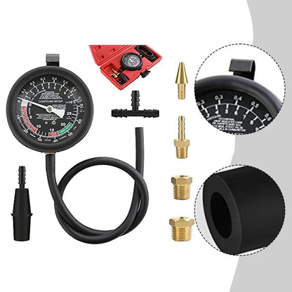 Fuel Pump Pressure Tester and Vacuum Gauge Kit with Spare Adapters for Cars