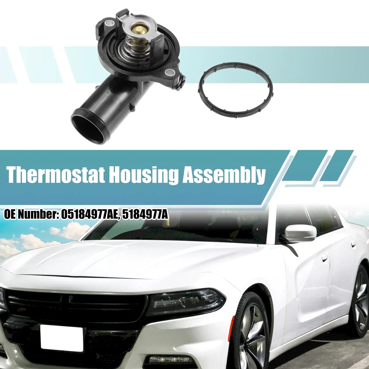 Thermostat Housing Assembly for Dodge (05184977AE) - Plastic Metal Black