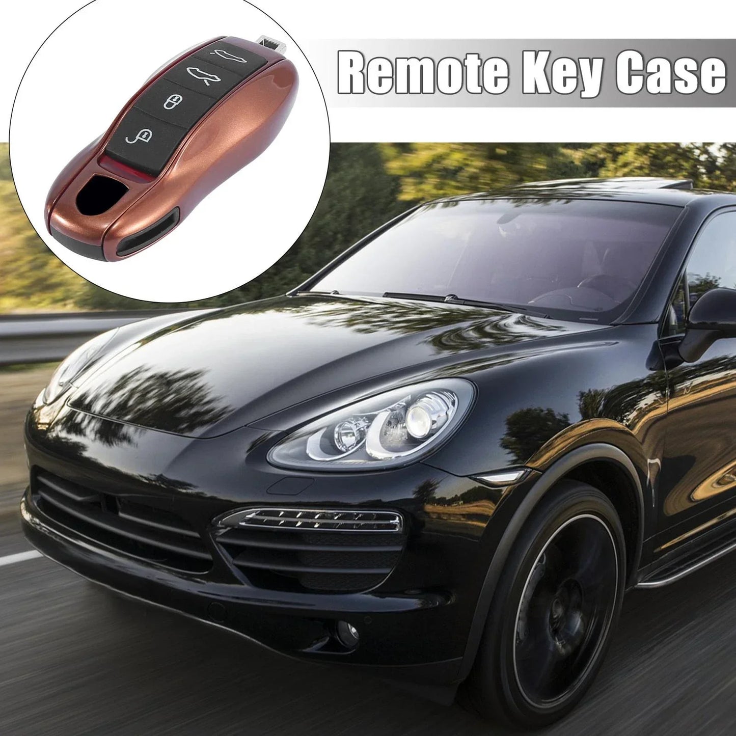 Brown Car Remote Key Cover Case for Porsche Cayenne Panamera (2003-2023)
