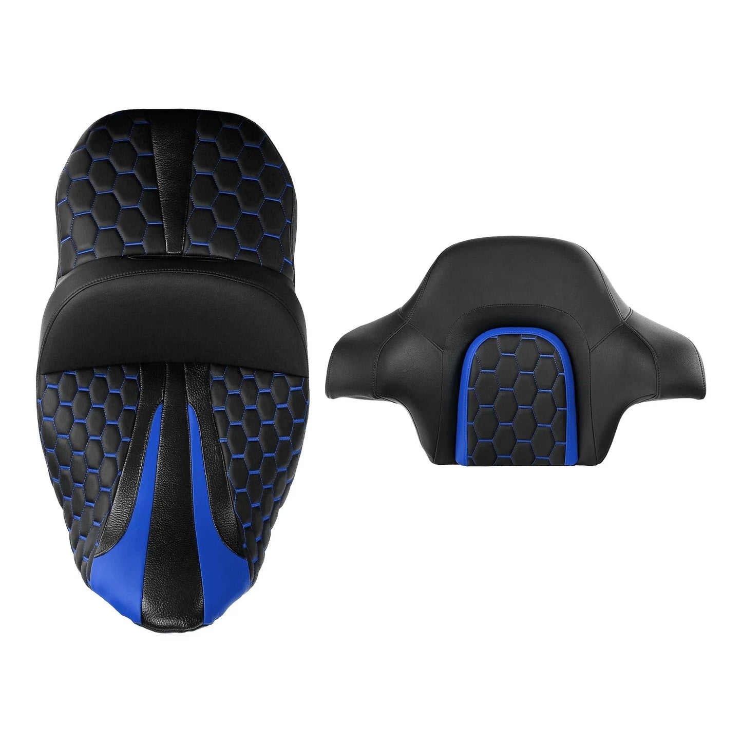 Black Blue Gel Seat Backrest for Harley Road Glide (2014-2023)