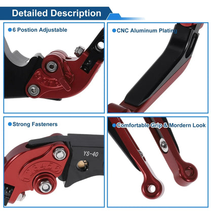 Adjustable Brake Clutch Levers for Honda CBR600RR (2007-2016) Red Black