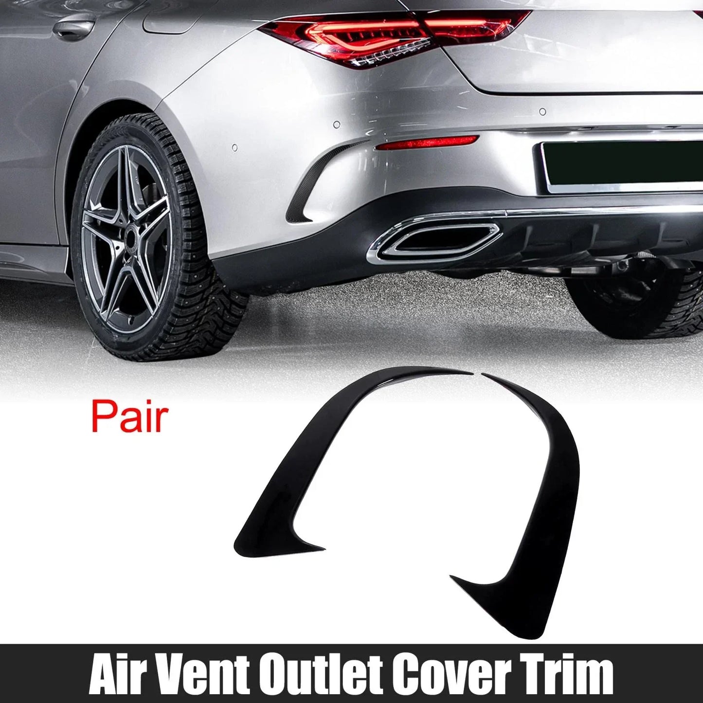 Rear Bumper Spoiler Air Vent Outlet Cover Trim for Mercedes-Benz CLA (2014-2023)