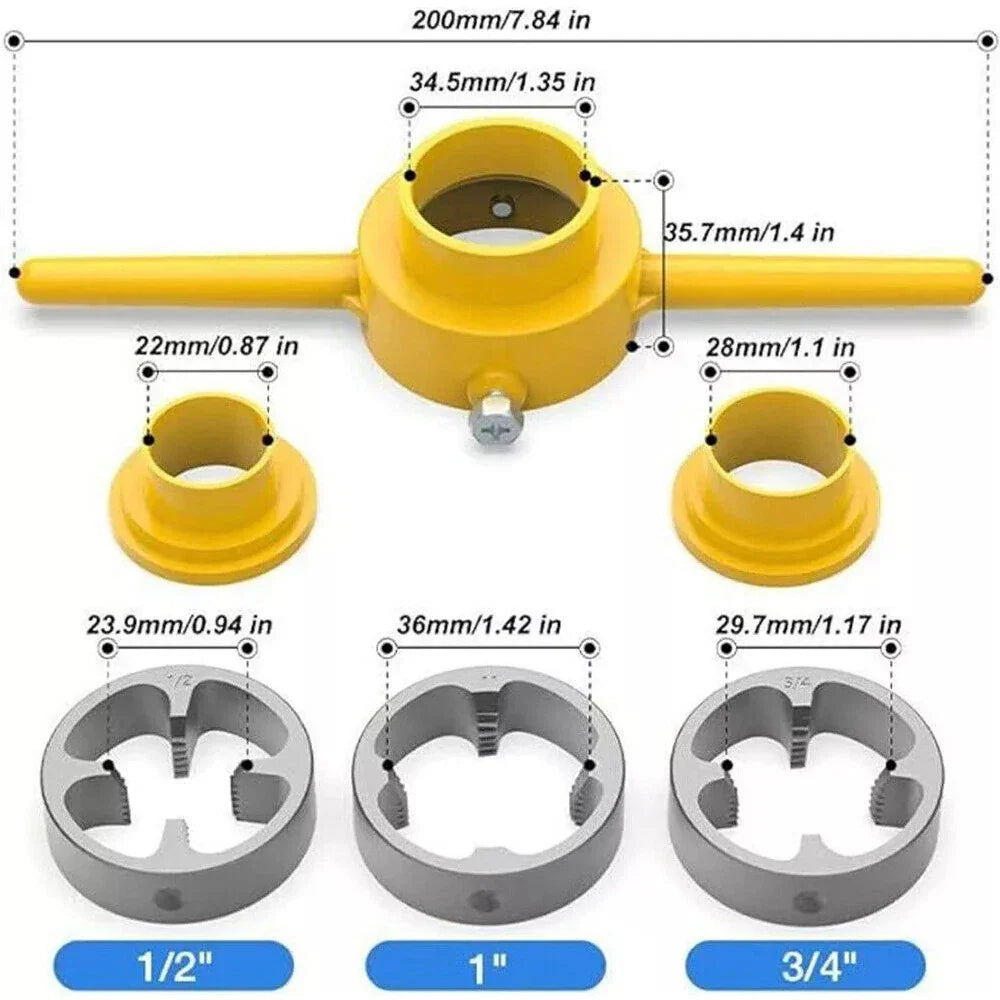 6pcs Plastic Pipe Thread Die Kit for PVC Plumbing Tool