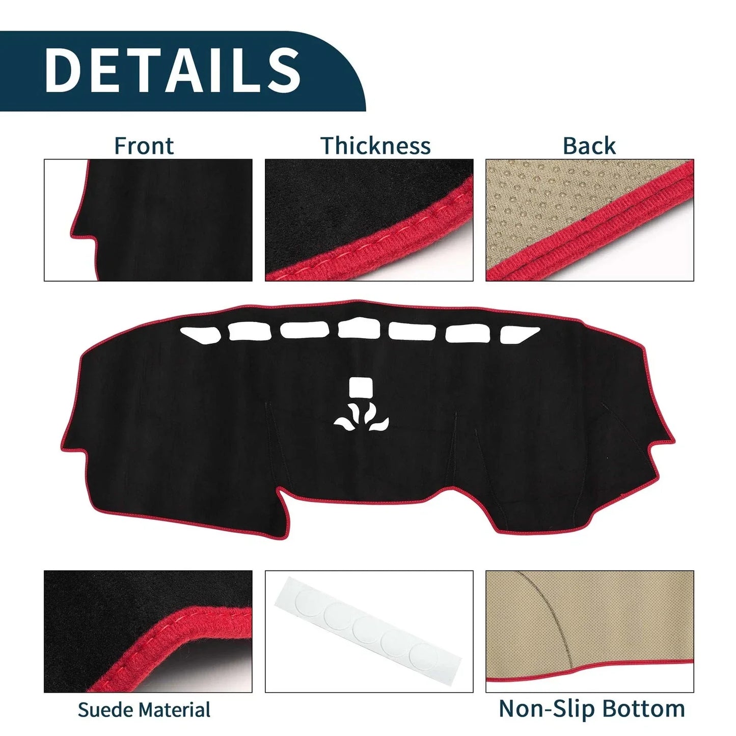 Dashboard Cover Mat for Honda CR-V 2017-2022 Sun Protector Pad Black Red