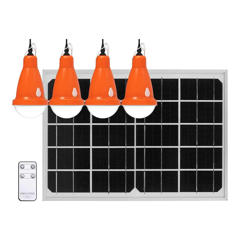 4 x LED Bulbs for Outdoor Camping Tent Solar Remote Light Panel
