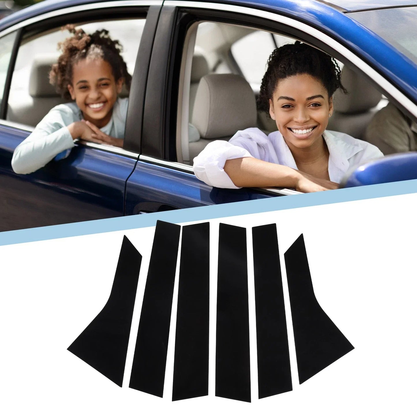 6 x Car Pillar Window Trim Covers for Honda Accord Sedan (2018-2022) Black