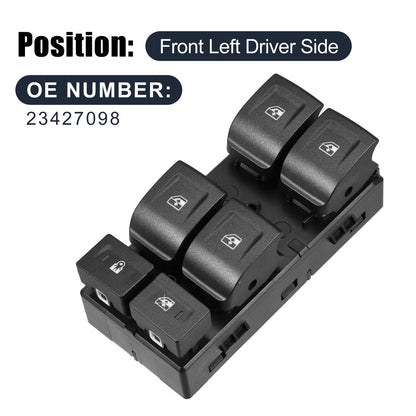Front Left Door Window Switch for Chevrolet (23427098) - Black Plastic Metal
