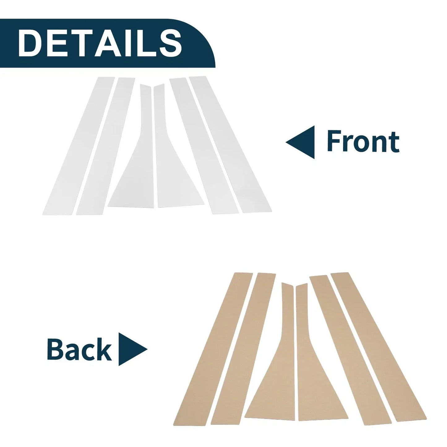 6 Pcs Door Pillar Window Trim for Honda Fit (2007-2008) Chrome Silver Tone