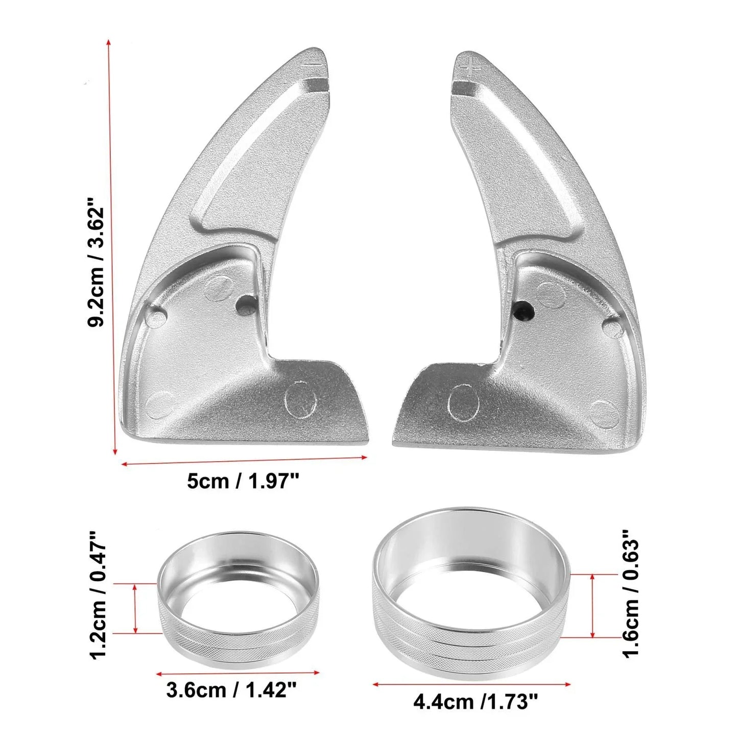 Silver Tone Inner Paddle Shifter Set & AC Volume Knob Cover for Dodge Charger