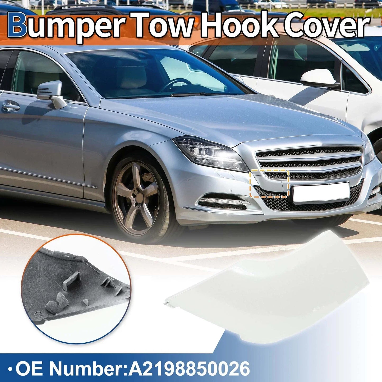Front Car Bumper Tow Hook Cover for Mercedes-Benz (2012-2018) Diamond White