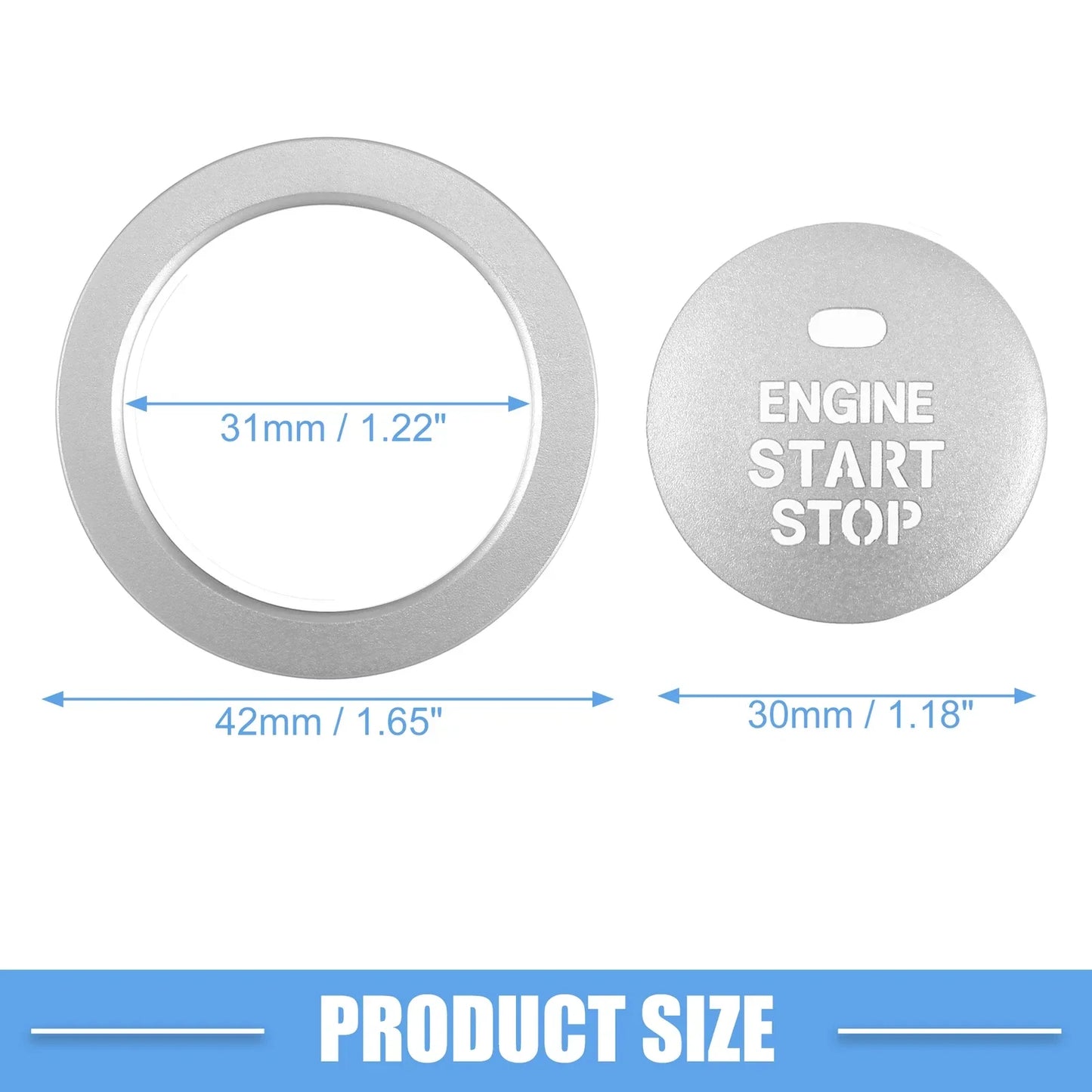Engine Ignition Button Decal for Hyundai Sonata (2011-2014) Aluminum Silver Tone