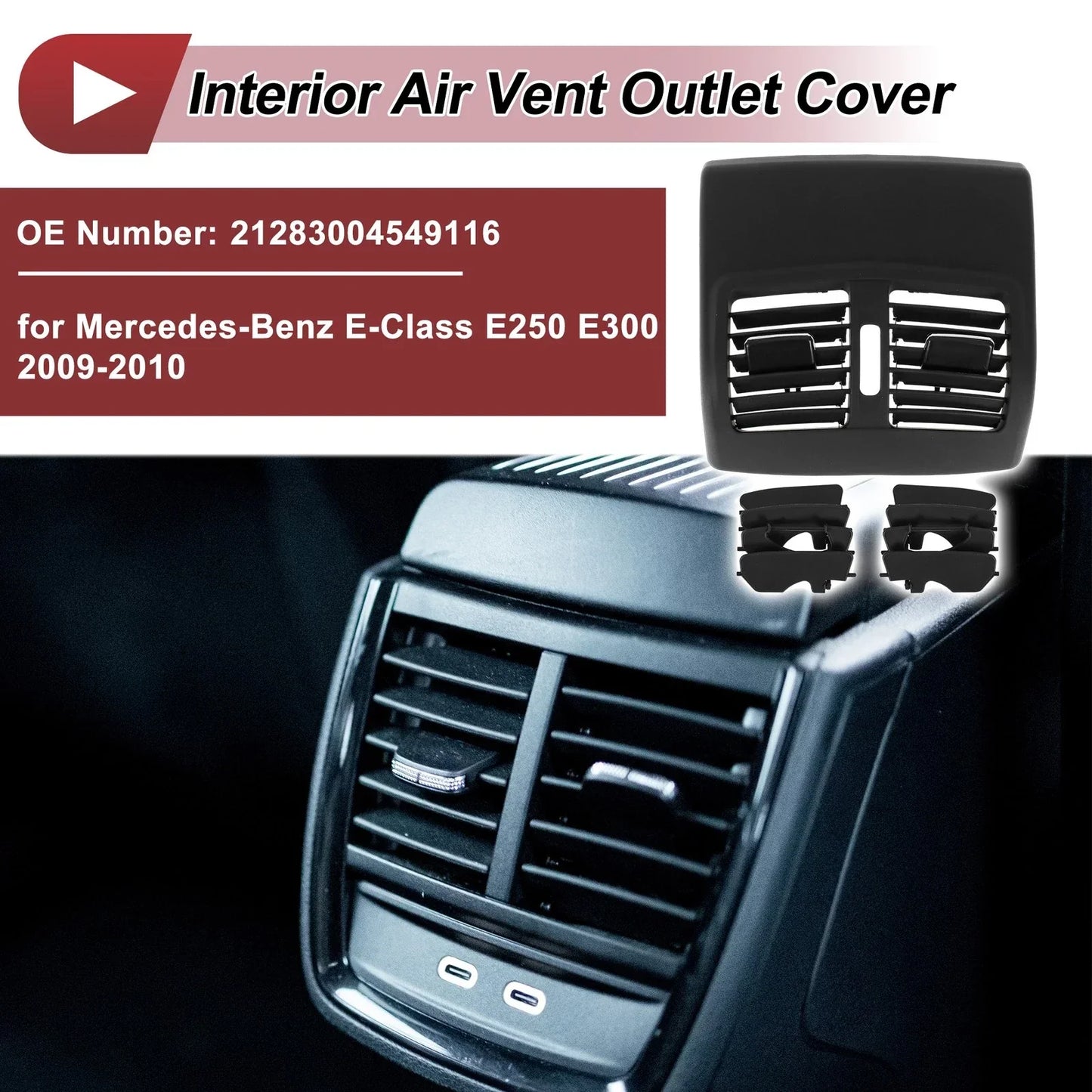 Rear Center Console Air Outlet Vent Grille for Mercedes-Benz (2016-2023)