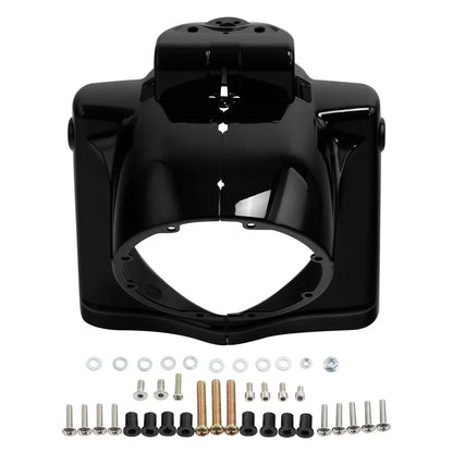 Black 7" Round Headlight Nacelle Cover for Harley Road King (2014-2025)