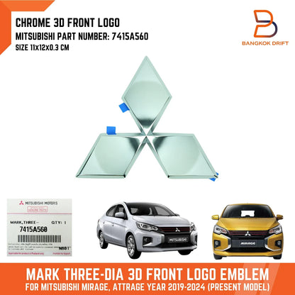 Chrome Front Logo Emblem for Mitsubishi Mirage Sedan Hatchback (2019-2024)